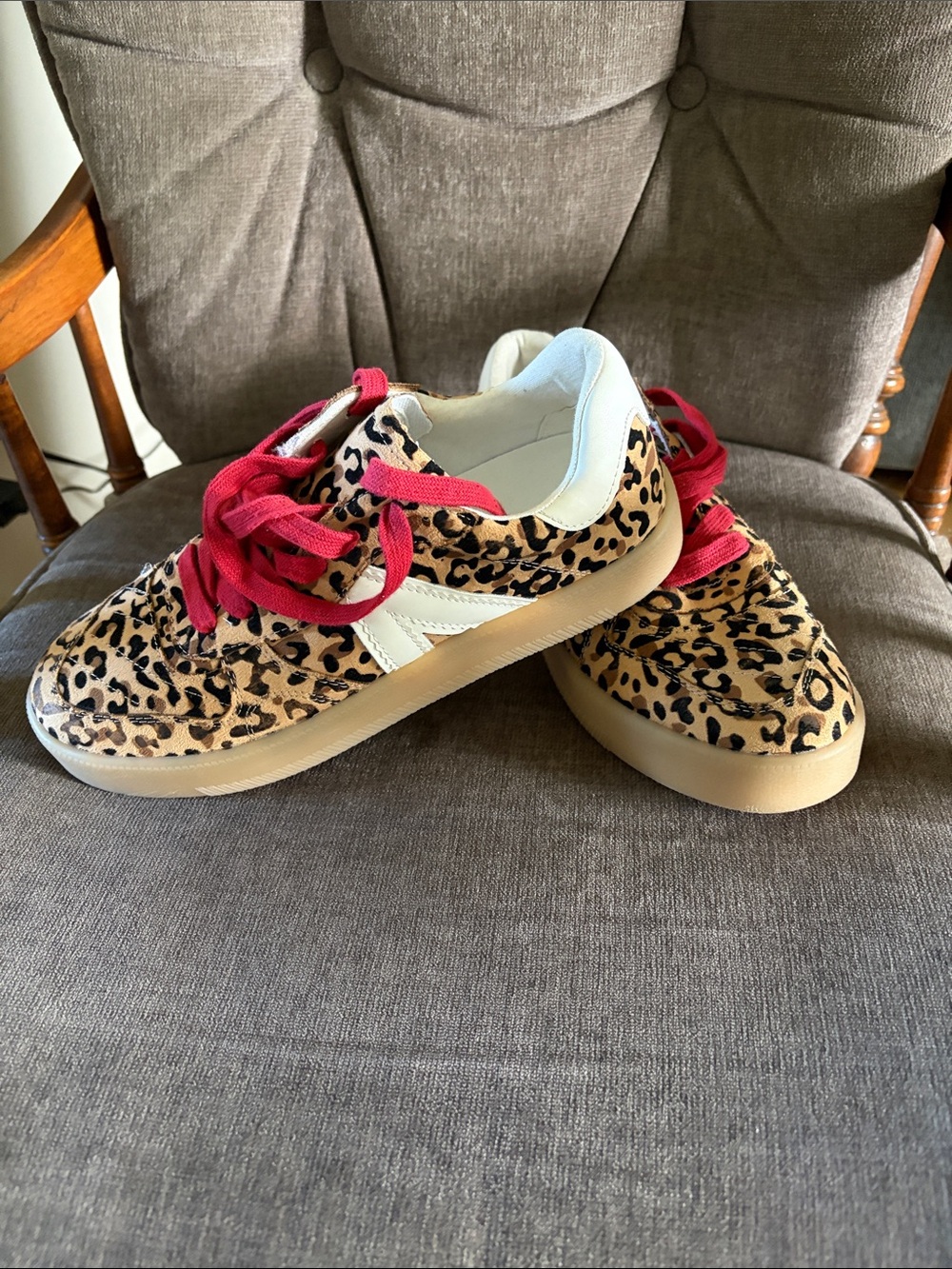 MIA Leopard Print Kids Sneakers with Pink Laces
